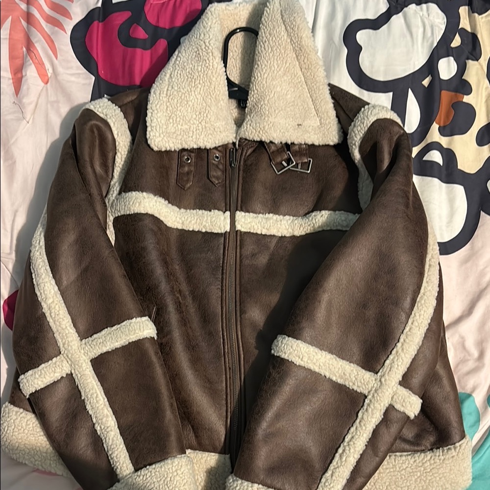 Brown Shearling Aviator Jacket